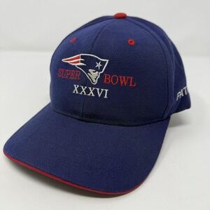 Vintage New England Patriots Hat Cap Strap Back One Size Blue NFL Football XXXVI